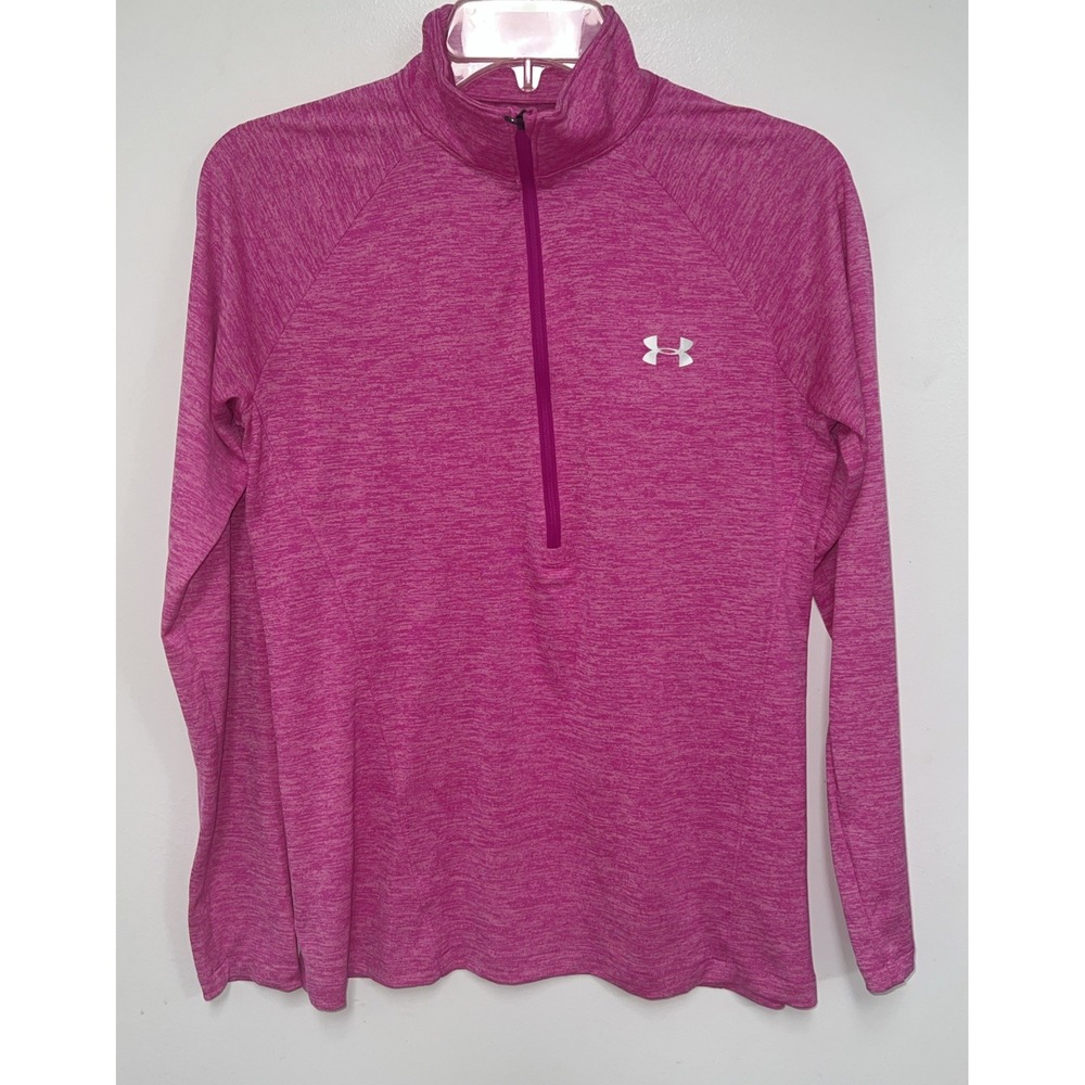 Under Armour HeatGear Women's Pink Size M  Lightweight 1/4 Zip Long Sleeve Top